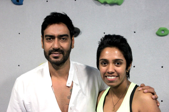 ajay devgn visits the hive gym to promote bol bachchan 3