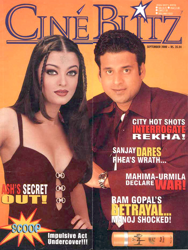 Aishwarya Rai,Manoj Bajpai On The Cover Of Cine Blitz,Sep 2000