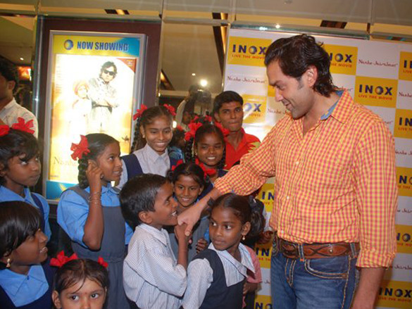 bobby deol attends special screening of nanhe jaisalmer for children at inox 2