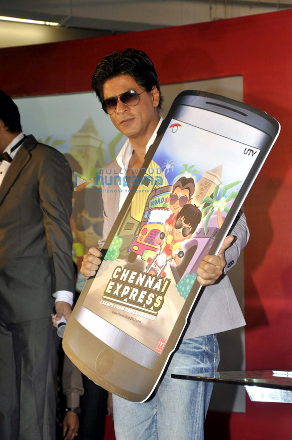 shahrukh rohit shetty at the game launch of chennai express 3