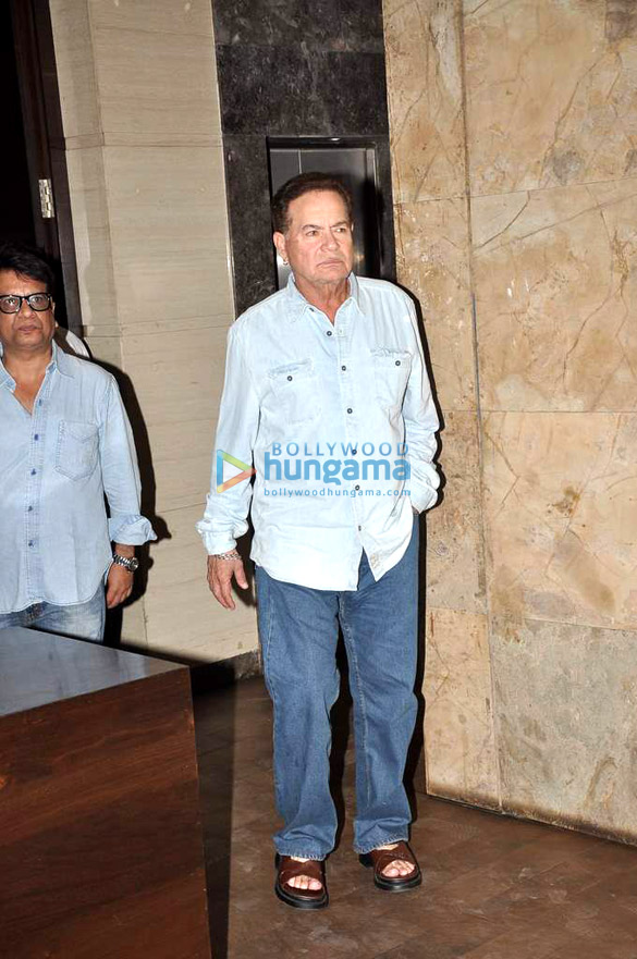 salim khan prem chopra at the special screening of bullett raja 2