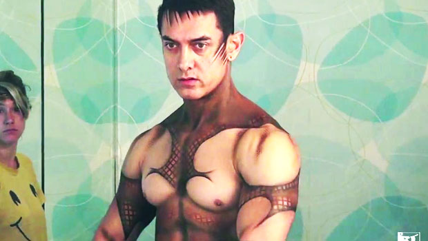 Applying Body Art On Aamir Khan ‘Dhoom 3’