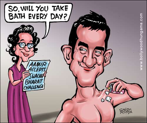 Bollywood Toons: Aamir will take bath everyday