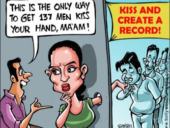 Bollywood Toons: Veena’s kissing record Bollywood Toons: Veena’s kissing record