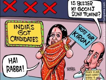 Bollywood Toons: Kirron Kher greeted with eggs