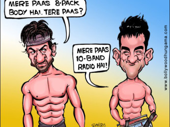 Bollywood Toons: Shah Rukh Khan’s 8 pack Vs Aamir Khan’s 10 band