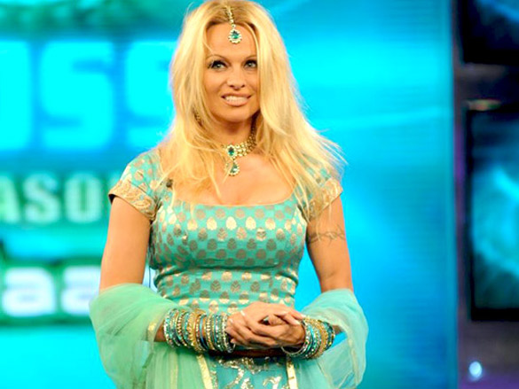 salman khan and pamela anderson on the sets of bigg boss 4 house 11