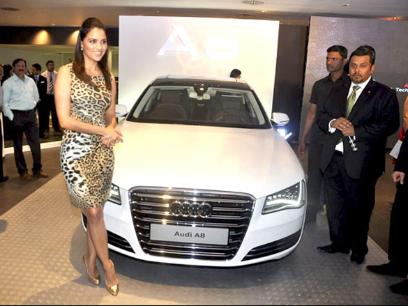 lara dutta unveils the new audi a8 3