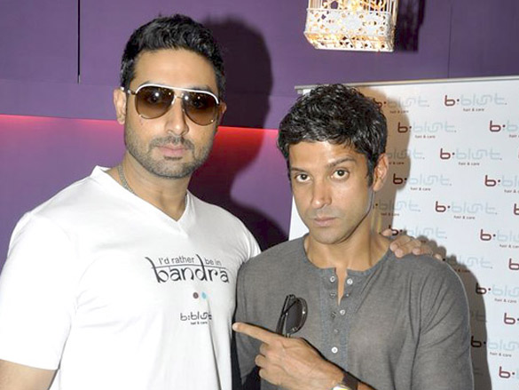 abhishek and farhan akhtar inaugurate bblunt salon 8