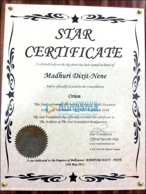 Madhuri’s fans name star after her