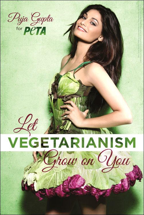 Puja Gupta wears lettuce for PETA Puja Gupta wears lettuce for PETA