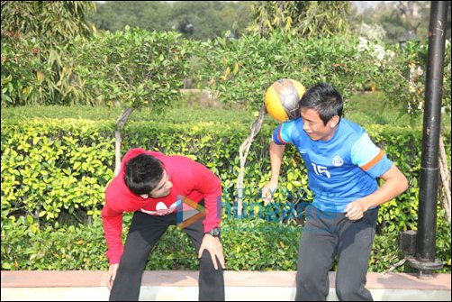 Check Out: Ranbir practices his kicks with Baichung