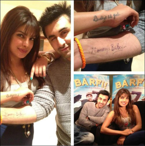 Ranbir gets fake tattoo done like PC