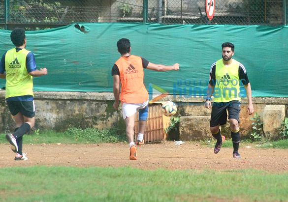 ranbir kapoor abhishek bachchan snapped at football practice session 5