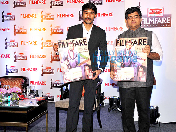 dhanush at the 62nd britannia filmfare south awards special award issue launch at the leela palace 5