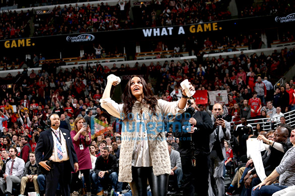neha dhupia attends nba game between the indiana pacers chicago bulls 2
