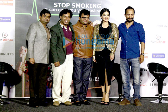 sunny leone deepak dobriyal at the launch of anti smoking ad 2