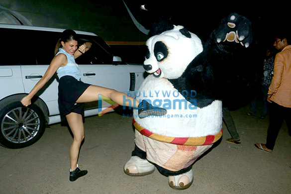 jacqueline fernandez neha dhupia snapped with po the panda from kung fu panda 6