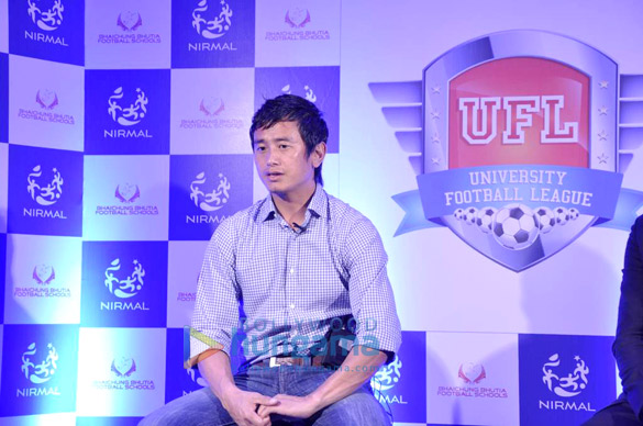 bhaichang bhutia at nirmal lifestyle university football league launch 3