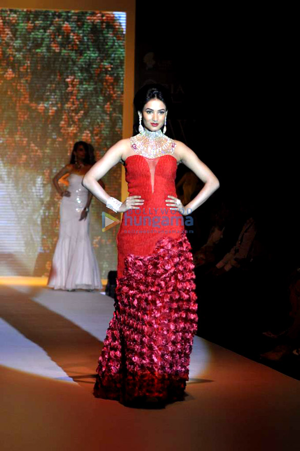 sonal chauhan walks the ramp for kashi jewellers at iijw 2013 2