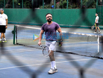 Saif Ali Khan snapped playing tennis with son Ibrahim Ali Khan & daughter Sara Ali Khan