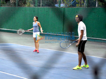 Saif Ali Khan snapped playing tennis with son Ibrahim Ali Khan & daughter Sara Ali Khan