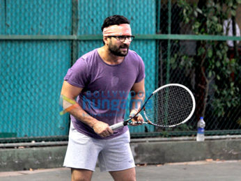 Saif Ali Khan snapped playing tennis with son Ibrahim Ali Khan & daughter Sara Ali Khan
