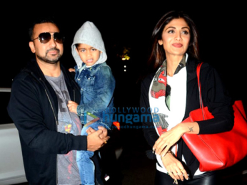 Shilpa Shetty & family depart for holiday abroad