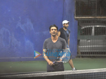 Arjun Rampal snapped playing Tennis at a Gymkhana