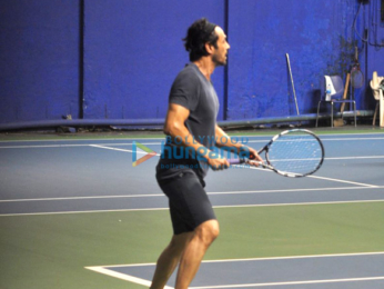 Arjun Rampal snapped playing Tennis at a Gymkhana