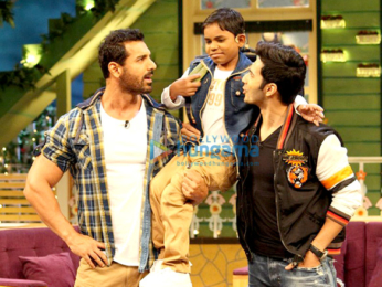 John Abraham, Varun Dhawan & Jacqueline Fernandez promote 'Dishoom' on sets of The Kapil Sharma Show