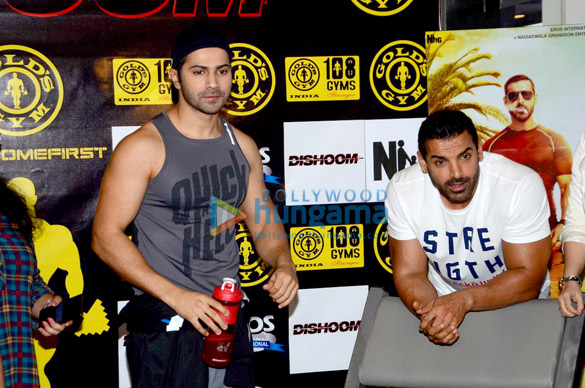 john abraham varun dhawan promote dishoom at a local gym 6