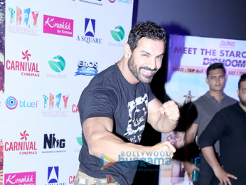 John Abraham, Varun Dhawan & Jacqueline Fernandez promote 'Dishoom' at Carnival Cinemas in Noida