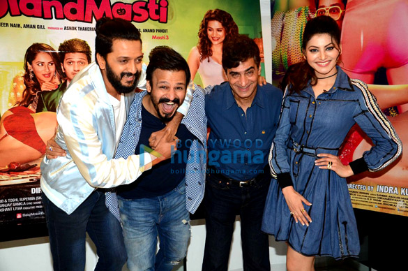 riteish deshmukh vivek oberoi urvashi rautela at the media meet of great grand masti 6
