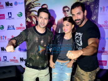 Varun Dhawan, Jacqueline Fernandez & John Abraham promote their film 'Dishoom' in New Delhi