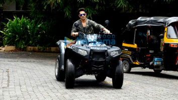Varun Dhawan arrives in style on his ATV Bike for ‘Dishoom’ song launch