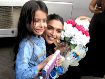 Deepika Padukone meets a fan while shooting at Mehboob Studio