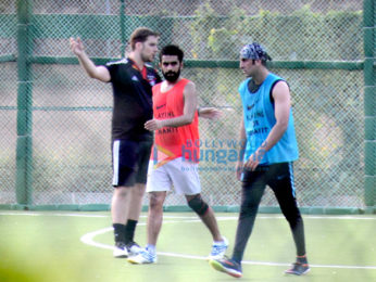 Ranbir Kapoor snapped while practicing football