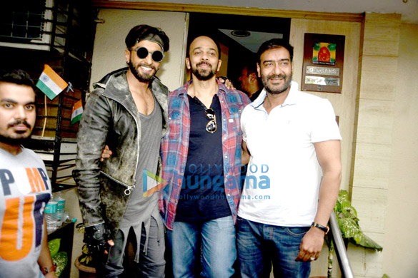 Ranveer Singh & Rohit Shetty visit Ajay Devgn at his office in Juhu