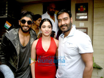 Ranveer Singh & Rohit Shetty visit Ajay Devgn at his office in Juhu