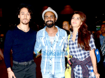 Tiger Shroff, Jacqueline Fernandez and Nathan Jones snapped at Mumbai airport