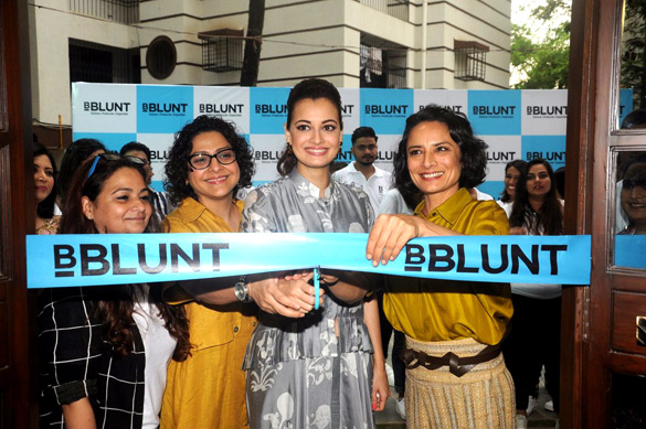 Dia Mirza & Adhuna Bhabani at the launch of BBlunt Salon in Malad