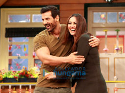 John Abraham & Sonakshi Sinha snapped on the sets of ‘The Kapil Sharma Show’, while promoting their upcoming film Force 2