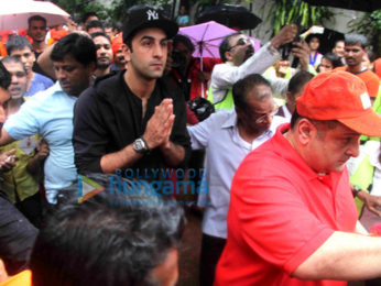 Ranbir Kapoor, Rishi Kapoor, Randhir Kapoor & Rajiv Kapoor snapped during Ganpati Visarjan at RK Studio