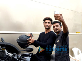 Sushant Singh Rajput snapped riding a bike in Bandra