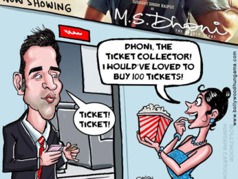 Bollywood Toons: Dhoni the ticket collector! Bollywood Toons: Dhoni the ticket collector!