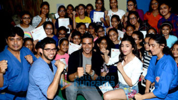 Watch: Akshay Kumar and Alia Bhatt visit women’s self-defense martial art academy