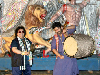 Bappi Lahiri & Bappa Lahiri at Durga Puja celebrations at the North Bombay Sarbojanin Durga Puja Samiti in Mumbai