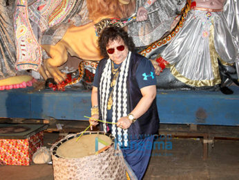 Bappi Lahiri & Bappa Lahiri at Durga Puja celebrations at the North Bombay Sarbojanin Durga Puja Samiti in Mumbai