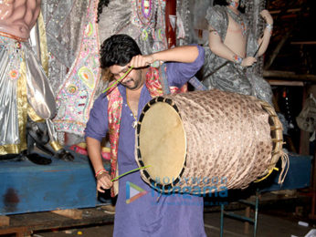Bappi Lahiri & Bappa Lahiri at Durga Puja celebrations at the North Bombay Sarbojanin Durga Puja Samiti in Mumbai